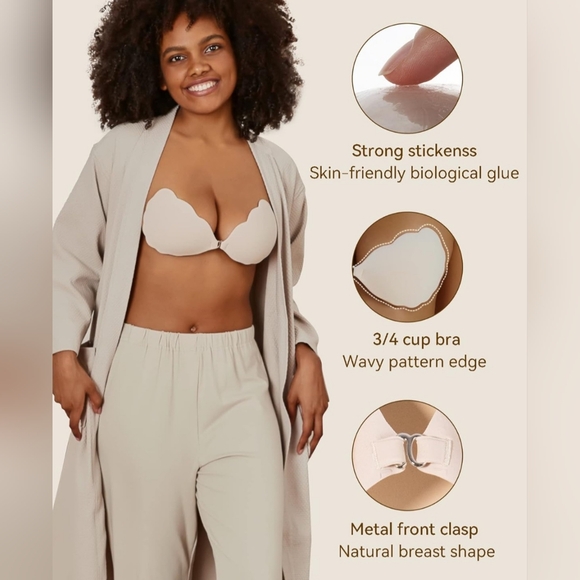 Niidor Sticky Bra Invisible Adhesive Push Up Reusable Strapless Bra - Picture 2 of 7
